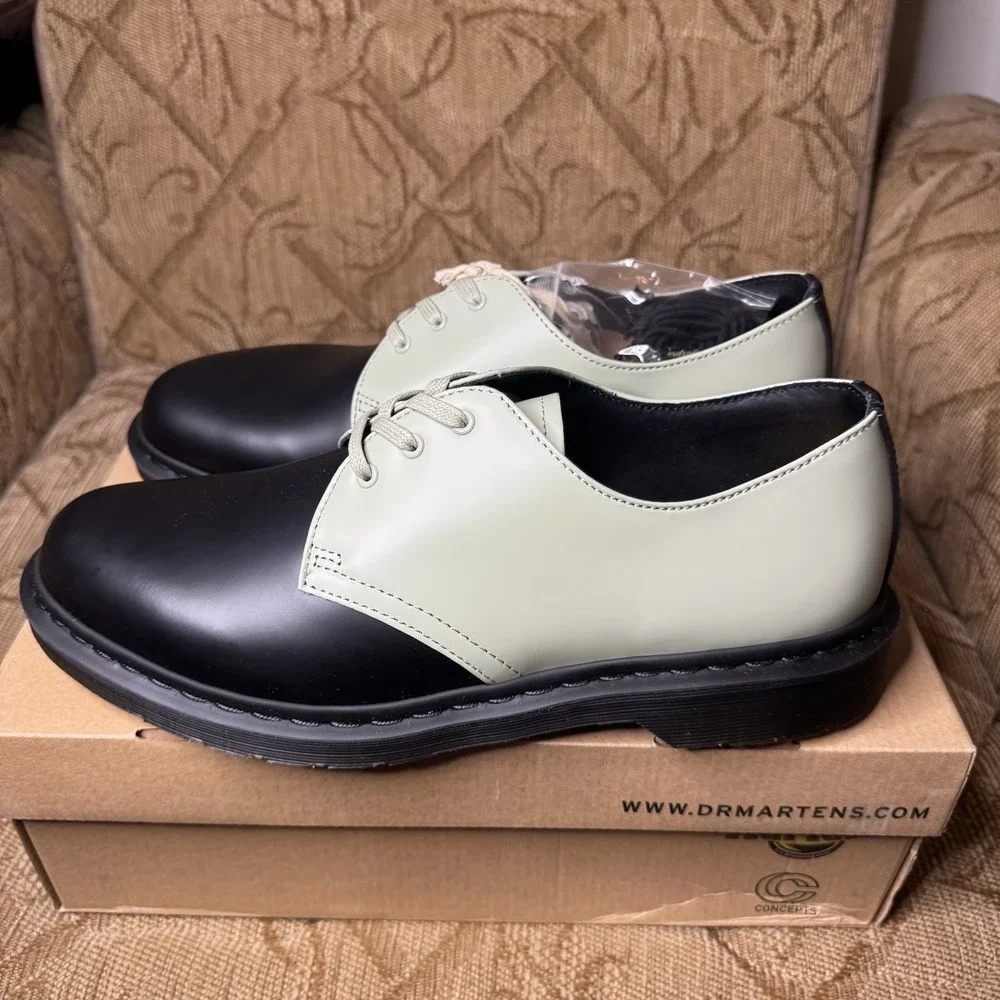 DR.‎ MARTENS 1461 CONCEPTS SIZE 8 AW004 BLACK GREEN  LEATHER DERBY SHOES